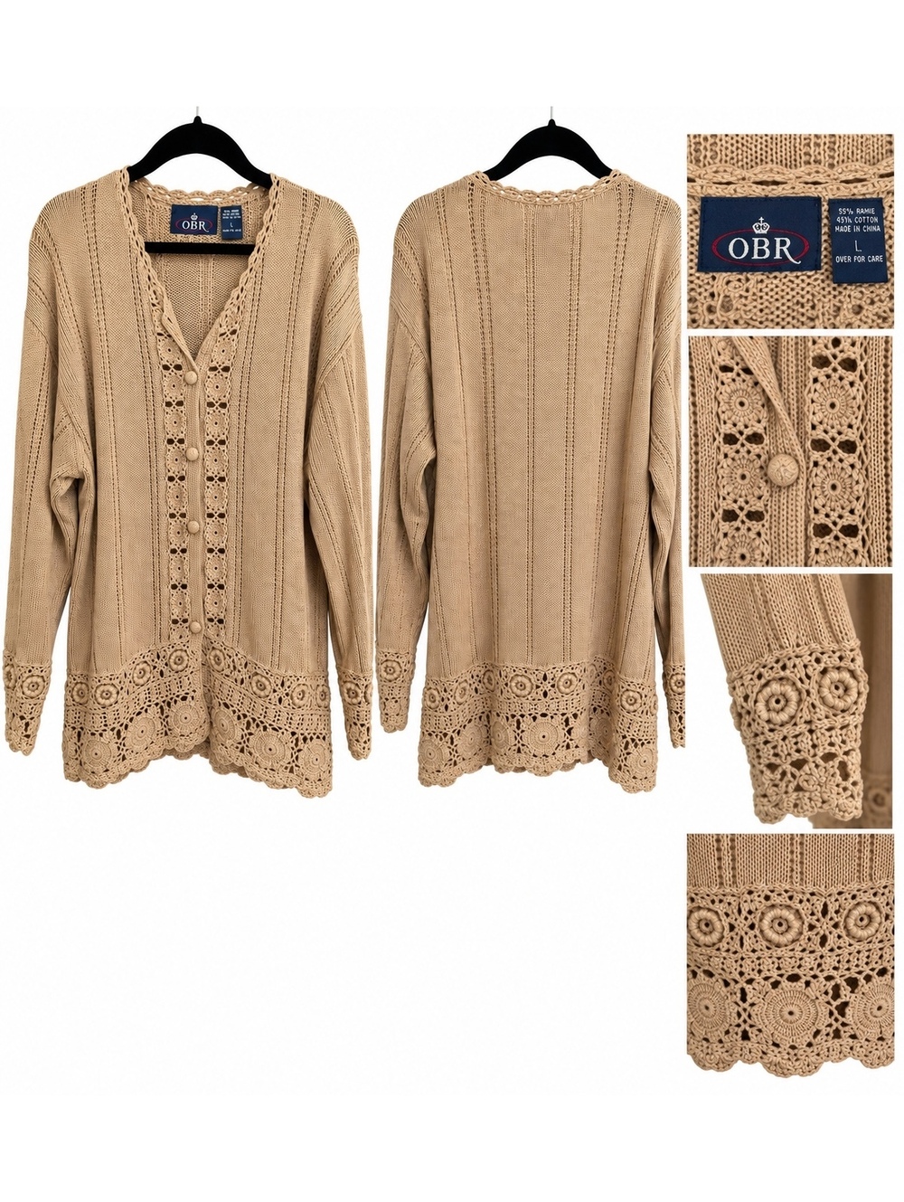 OBR beige open knit cardigan